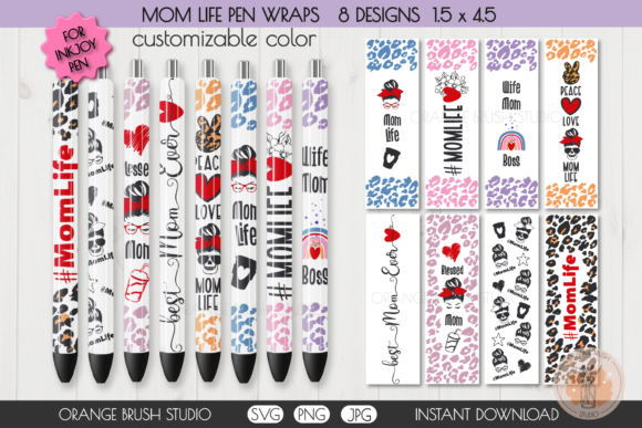 Mom Life SVG Pen Wraps Bundle Leopard Graphics and Crafts